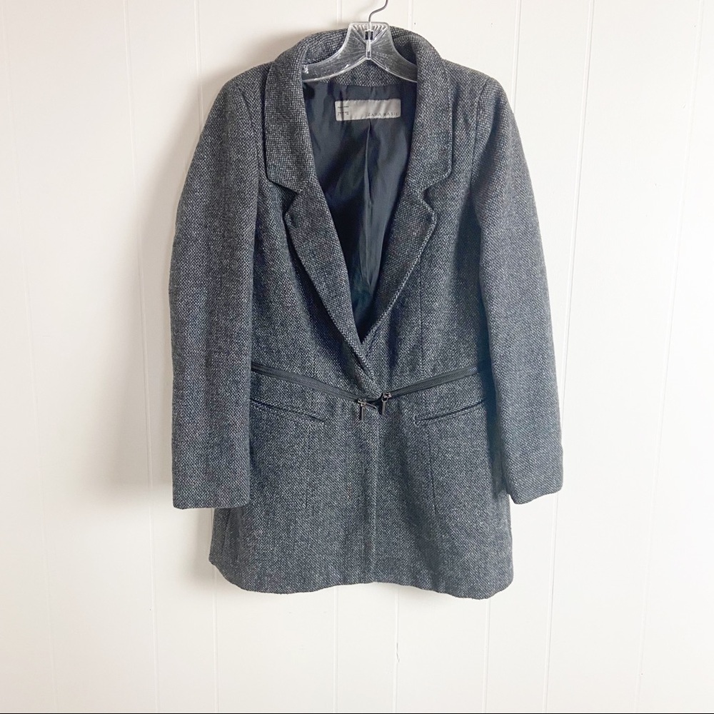 Zara Basics Blazer Coat Jacket Size S Gray